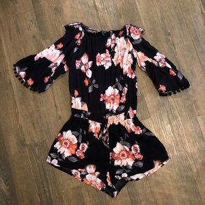 Black Floral Off The Shoulder Romper